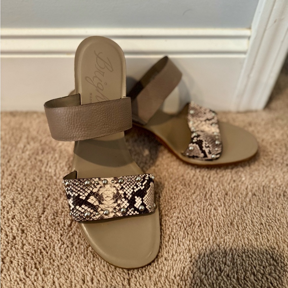 Brighton Tan and Brown Snakeskin Sandals - Thrill